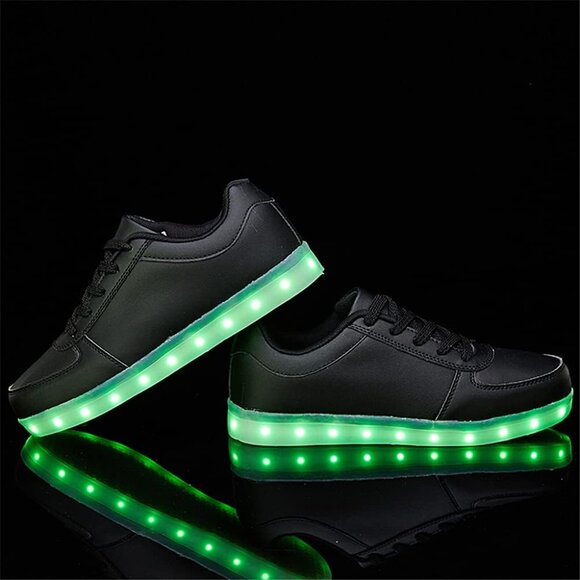 ⚡Unisex Black USB Charging Light Up Shoes Sports LED Dancing Sneakers Lace Up - Picture 2 of 8